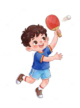 卡通乒乓球少年儿童人物插画素材