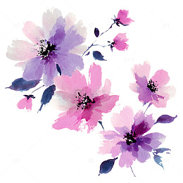 梦幻水彩花海纷飞