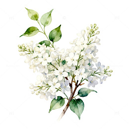 水彩丁香花插画设计素材