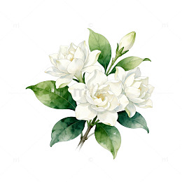 水彩栀子花盛开