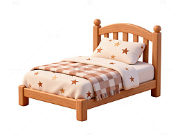 卡通风格儿童床插画设计素材