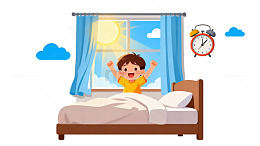 阳光早晨儿童房间插画