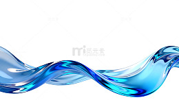 蓝色玻璃波浪抽象艺术图案
