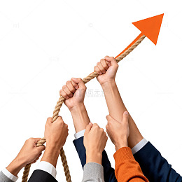 团结协作拉绳索前进插画