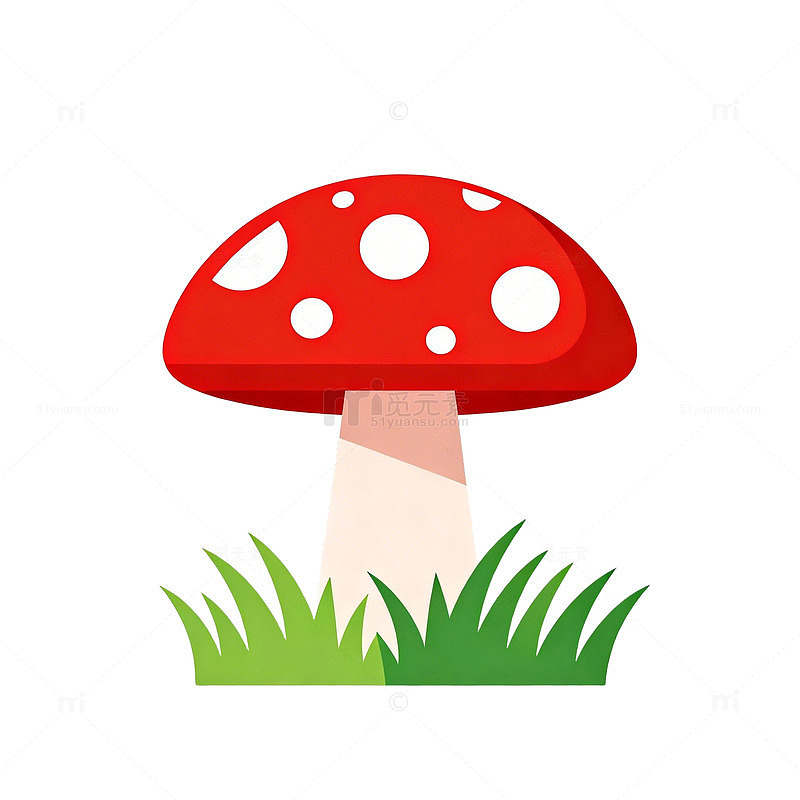 卡通红蘑菇草地插画