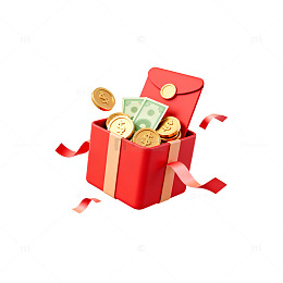 卡通红包礼盒金币元素设计