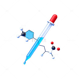 试管与分子模型三维渲染