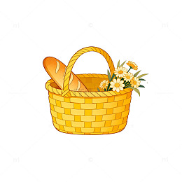 卡通风格野餐篮子插画