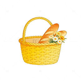 田园风野餐篮插画素材