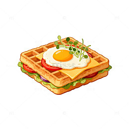 卡通风格美食华夫饼插画