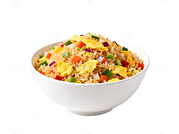 白色碗盛炒饭美食