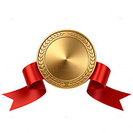 金质奖章红色缎带装饰图案