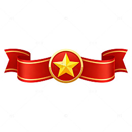 红色丝带五星徽章图案