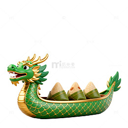 绿色龙舟粽子节日装饰