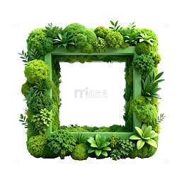 绿色植物相框创意装饰