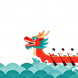 中国风龙舟竞赛插画