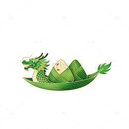 端午节龙舟粽叶卡通插画