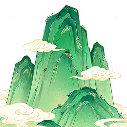 山水画古风云雾缭绕山峦