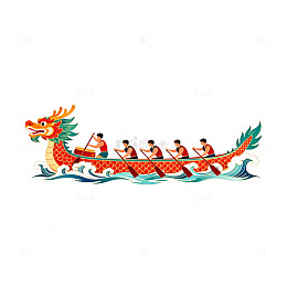 龙舟竞渡卡通插画