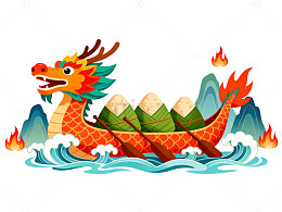 端午龙舟插画节日装饰素材