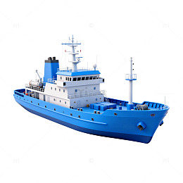 蓝色轮船模型三维图