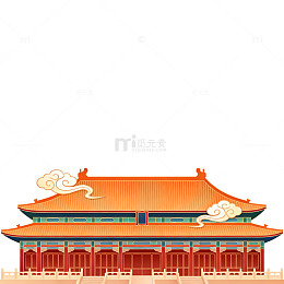 中国风古建筑矢量插画