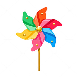 彩虹色风车卡通装饰素材
