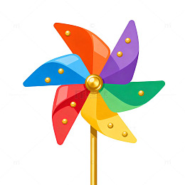 彩色风车玩具插画