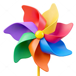 彩虹风车卡通装饰元素