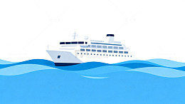 简约风轮船航行海洋插画