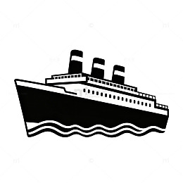 黑白色调游轮剪影图标