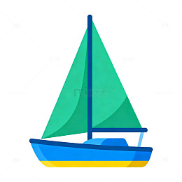 卡通帆船矢量图