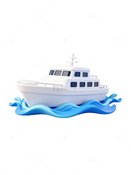 卡通风格轮船海洋插图