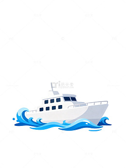 卡通船航行海洋图案