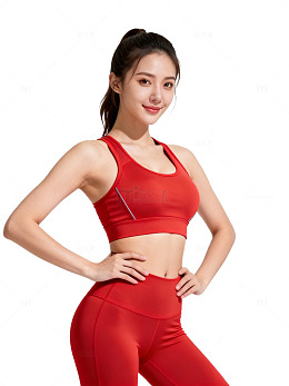 健身女性红色运动装展示