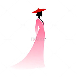 粉色长裙女子插画素材