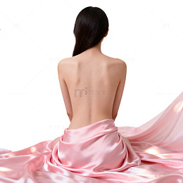 粉色丝绸背影女性艺术写真