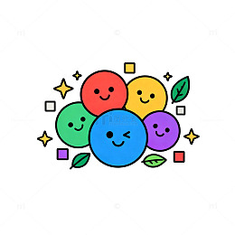 可爱卡通笑脸图案插画设计元素