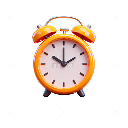橙色经典闹钟图标设计素材