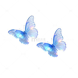 梦幻蓝蝴蝶装饰插画