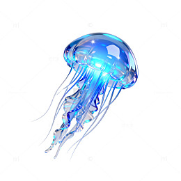 梦幻蓝色水母插画素材