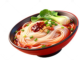 红油米粉美食插画