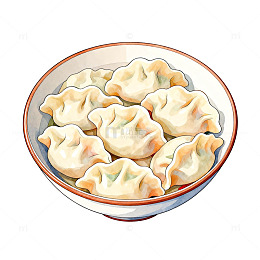 手绘风格饺子插画素材