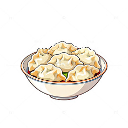 卡通风格饺子插画设计素材