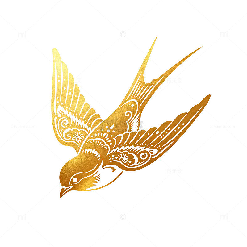 鎏金飞燕传统纹饰元素