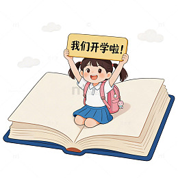 卡通女孩开学喜迎新学期插画素材免扣