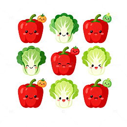 可爱卡通蔬菜表情贴纸
