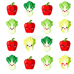 卡通蔬菜表情贴纸设计素材