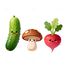 卡通蔬菜表情插画设计素材