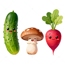 可爱卡通蔬菜插画素材